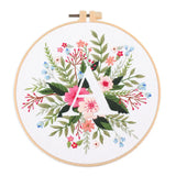 AOOKMIYA Floral Embroidery Kit for Beginner and Adults Cross Stitch Kits Embroidery Starter Kit with Initial Letter and Flower Pattern