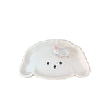 Cute Cartoon Dog, Rose, Duckling Ceramic Plate, Color Palette +Penholder Pen Washing Set   Brush Washing Bucket