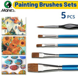 AOOKMIYA 5pcs Marie's Paint Brushes Set with Flat and Details with Wolf Hair for Acrylic,Watercolor,Crafts,Models,Rocks,Canvas,Gouache