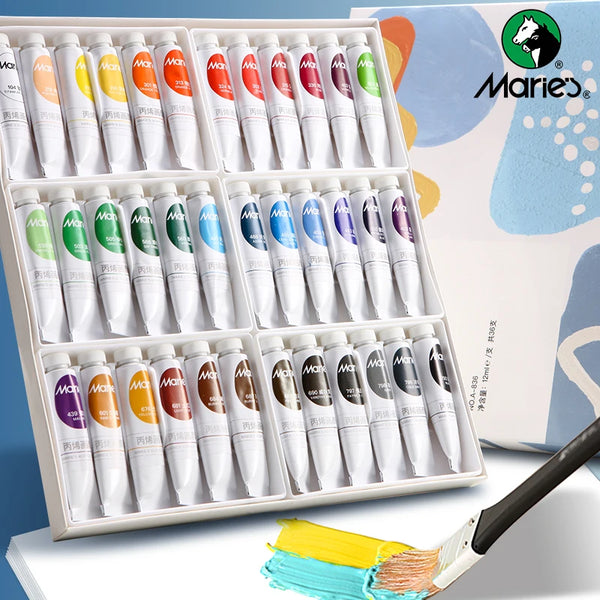 AOOKMIYA Marie's 12/18/24/36 Colors Acrylic Paint Art Pigment Set,Each 12ml/0.4oz for Artists,Students,Crafts,DIY Wall & Clothes Painting