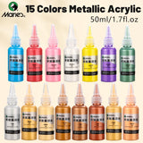 AOOKMIYA 15 Colors Marie's Metallic Acrylic Paint Set,50ml/1.69oz per for DIY,Furniture,Rock,Glass,Painting,Canvas for Adults, Artists