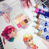 AOOKMIYA Watercolor Pigment Skin Color Series VanGogh/Schmincke/Mijello Acuarelas 0.5/1ml Flesh Color 6/12 Color Painting Art Supplies
