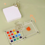 Watercolor paint palette portable art transparent acrylic mini painting Iron box high-value moisturizing color palette