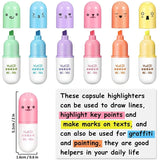 6Pcs Kawaii Mini Pills Highlighter Pen Set Cute Funny Smiling Face Fluorescent Marker Pen School Office Art Stationery Supplie