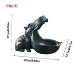 Resin Hippo Statue Sculpture Figurine Key Candy Storage Ornaments Container Decoration Home Table Decoration Accessories Gift