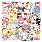 100PCS Stickers Cute Cinnamoroll Kuromi My Melody Sticker For Laptop Phone Case Girls Sanrio My Melody Anime Stickers