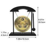 Desktop Gong - Feng Shui Brass Gong Desktop Ornament With Stand And Mallet, Delicate Chinese Home Decor Durable Double Dragon