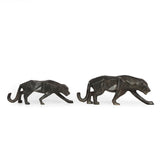 Handcrafted Black Aluminum Leopard Figurine Set Of 2 Modern Home Decor Animal Sculpture For Living Room Office Shelf Centerpiece