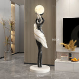 Modern HomeDecor Abstract Feather Girl Art Sculpture Ornament Large Size Figure Statue Living Room Floor Decor Resin Crafts Gift