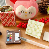 AOOKMIYA Wooden Box Watercolor Paint 8 Colors Walnut Color Mini Solid Watercolor Dispenser Paint Boxes  AOOKMIYA.COM