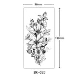 AOOKMIYA Waterproof Flower Temporary Tattoos for Women Black Floral Tattoo Stickers for Hand Arm Body Disposable Fake Tattoo Body Art