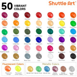 Shuttle Art Acrylic Paint 50 Colors Acrylic Paint Set 2oz 60ml Bottles Rich Pigments Water Proof Premium for Artists Beginners