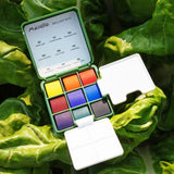 AOOKMIYA MAIRTINI Travel Watercolor Paint Set 9-color Mini Portable Palette Solid Watercolor Paint Sketching and Painting Supplies