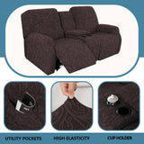 Recliner Loveseat Cover with Middle Console Sofa slipcover, Stretch Reclining Sofa Covers for 2 Seat Reclining Couch Jacquard