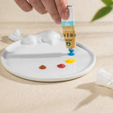 AOOKMIYA Moon Rabbit Shape Ceramic Palette for Watercolor Painting Cute Brush Holder White Porcelain Easy To Clean Student Art Supplies