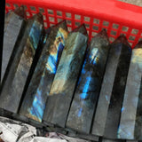 AOOKMIYA 8-15cm Large Size Natural Labradorite Tower Point Obelisk Ornament for Home Room Living Room Office Decor Christmas Gift