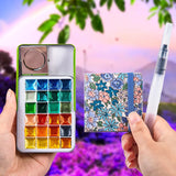 AOOKMIYA Solid Pearlescent Watercolor Paint Set 24 Colors 1ML Chinese Style Glitter Nail Art Watercolor Art Supplies for Artist