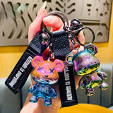 AOOKMIYA ART+ Creative Gifts Creative Electroplated XX Eyes Cartoon Bear Keyring Delicate Acrylic Animal Keychain Trend Car Bag Key Chains for Women Couple