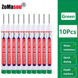 1-100Pcs 2cm Waterproof Long Head Markers Deep Hole Marker Pen for Metal Carpenter Red/Black/Blue/Green Ink Woodworking Tools
