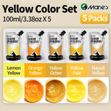 AOOKMIYA 5pcs Marie's Yellow Colors Acrylic Paints Set,100ml/3.38oz Vibrant Drawing Pigments Kit for Models, ainting,Eggs for Artists