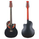 AOOKMIYA 12 Strings 41 Inch Round Back Electric Acoustic Guitar Cutaway Design Folk Style With Pick Up Black Blue & Yellow Color AOOKMIYA.COM