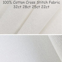 AOOKMIYA 100% Cotton Evenweave 32CT 28CT 25CT 22CT Cross Stitch Embroidery Canvas Fabric Cloth White Shiny Linen Flaxen Beige Brown Color