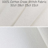 AOOKMIYA 100% Cotton Evenweave 32CT 28CT 25CT 22CT Cross Stitch Embroidery Canvas Fabric Cloth White Shiny Linen Flaxen Beige Brown Color