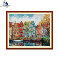 AOOKMIYA Joy Sunday Cross Stitch Kit Copenhagen HD Pattern Aida 16/14/11CT Counted Printed Canva DIY Embroidery Kit Hand Craft Home Decor