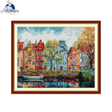 AOOKMIYA Joy Sunday Cross Stitch Kit Copenhagen HD Pattern Aida 16/14/11CT Counted Printed Canva DIY Embroidery Kit Hand Craft Home Decor