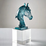 AOOKMIYA Glass Craft Clear Horse Head Artificial Animal Sculpture Crystal Horse Statue Decorative Figurines Room Decoration Accessories