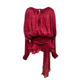 AOOKMIYA VC Chic Chiffon Mini Dress with Tie-Neck and Lantern Long Sleeves for a Garden Party Evening Gown AOOKMIYA.COM