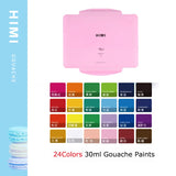 AOOKMIYA HIMI Gouache Paints Set 18/24colors 30ml Jelly Cup Non-Toxic Gouache Artist Watercolor Paint with Palette For Painting Art
