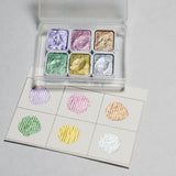 Portable 6 Colors 1ML Handmade Solid Pearlescent Watercolor Pigment Metallic Glitter Manicure Painted Nail Art Supplies