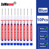 1-100Pcs 2cm Waterproof Long Head Markers Deep Hole Marker Pen for Metal Carpenter Red/Black/Blue/Green Ink Woodworking Tools