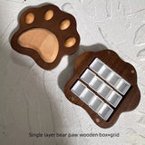 3D Cute Bear Paw Shaped Watercolor Packaging Box Walnut Wood Material Cat Claw Ornament Splitting Wooden Boxes