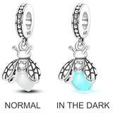 2025 Hot Sale Charms Bead 925 Sterling Silver Pink Butterfly Luminous Firefly Dangle Fit Bangle Bracelet Necklace DIY Jewelry
