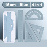 Deli 4pcs Metal Ruler for School Kids Measure Drawing Multi-Function Rulers Straight Protractor Triangular Rulers Set