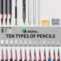 AOOKMIYA Marie's 23/27pcs Pencil Set with Double Layer Box with Charcoal Graphite,Pencils,Erasers,Knife,for Painting,Writing for Adults