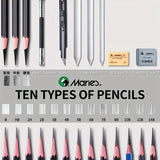 AOOKMIYA Marie's 23/27pcs Pencil Set with Double Layer Box with Charcoal Graphite,Pencils,Erasers,Knife,for Painting,Writing for Adults