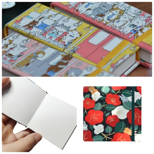 AOOKMIYA 100%Cotton Fabric Cover Watercolor Sketchbook 300g Handmade Watercolor Book Travel Portable Painting Paper Art Supplies