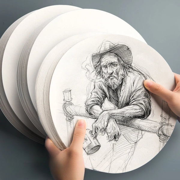 AOOKMIYA 20 Sheets of Round Sketch Paper 25cm160g Thick Drawing Paper Practice Drawing Special Art Supplies for Adult Sketching