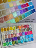 AOOKMIYA 55 Color Pearlescent Watercolor Pigment 1ML Metallic Solid Watercolor Packaging ES Calligraphy/Painting Nail Art Supplies