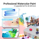 AOOKMIYA Watercolor Paint Set 50 Vivid Colors, Travel Watercolor Kits with Palette, Brush, Sponge, Ideal for Hobbyists,Art Supplies  AOOKMIYA.COM