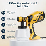 1200ML Electric Spray Gun High Power HVLP Paint Sprayer Auto Furniture Steel Coating Airbrush 6 Copper Nozzles 3 Spray Patterns