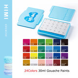 AOOKMIYA HIMI Gouache Paints Set 18/24colors 30ml Jelly Cup Non-Toxic Gouache Artist Watercolor Paint with Palette For Painting Art