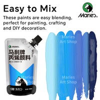 AOOKMIYA Marie's 5 Packs Blue Acrylic Paint Sets 100ml/3.38oz for Models,DIY,Graffiti,Painting,Canvas,Eggs,Rock,Wood,Wall,Ceramic