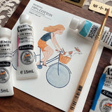 AOOKMIYA Schmincke Ceramic Pen Holder Brush Shelf Tubular Paint Ornaments Photo Props Cute Pen Holder for Art Students Painting Supplies