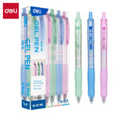 Deli 0.5mm Retractable Gel Pens (12-Pack), Smooth Writing Fine Point Pens for School, Office & Note-Taking