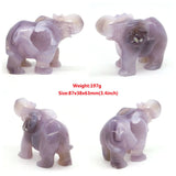 Elephant Statue Natural Gray Agate Geode Crystal Carved Reiki Healing Stone Animal Figurine Handicraft Home Decoration Ornaments