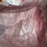 Pink Rococo Style Flounces Curtain Shop Window Decoration Gauze Curtain Multi-Layered Lace Bedside Curtain Bedroom Decor